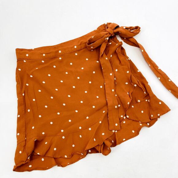 For Love & Lemons Orange Polka Dot Wrap mini Skort - Picture 2 of 8